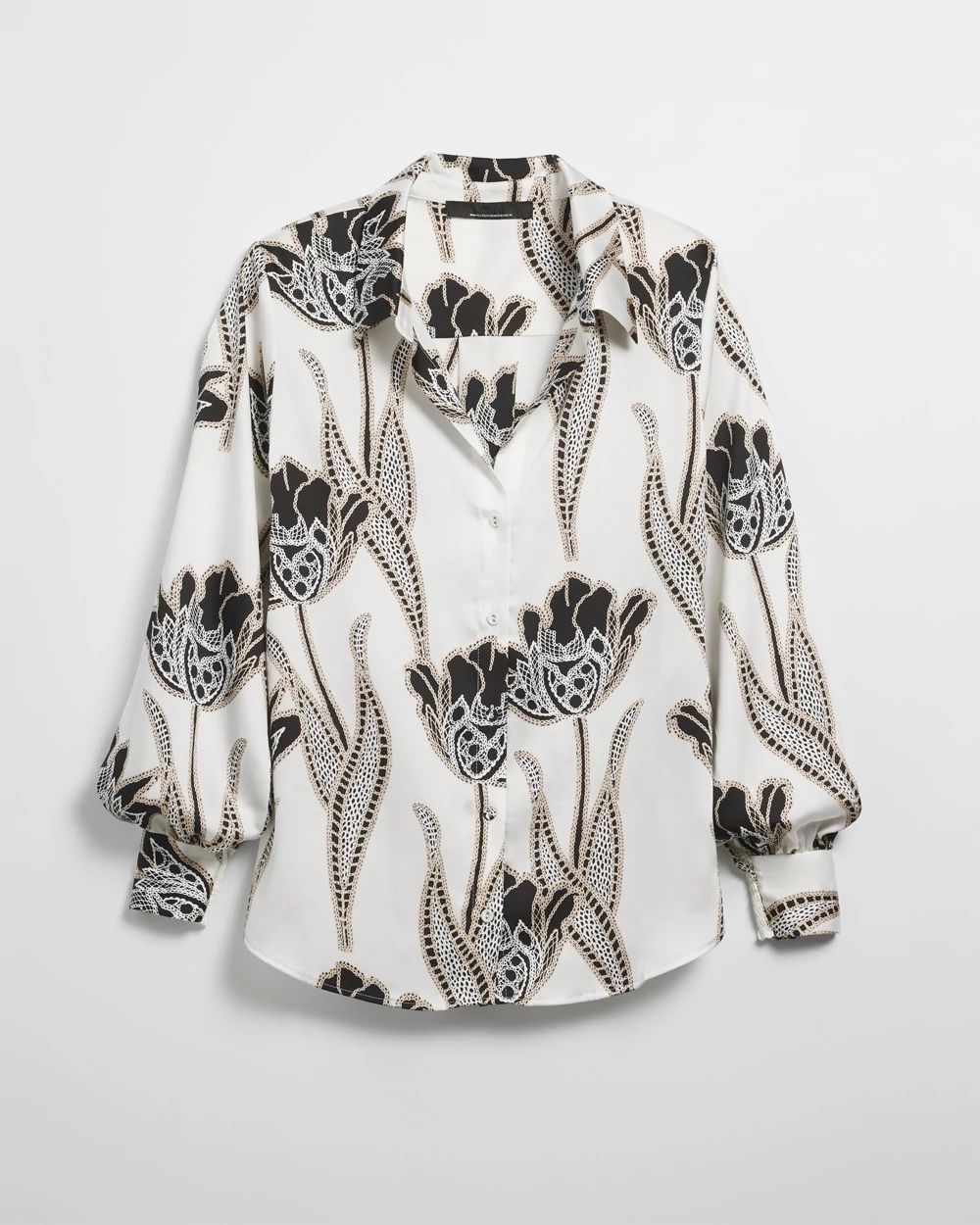 Long Sleeve Cuff Satin Shirt
