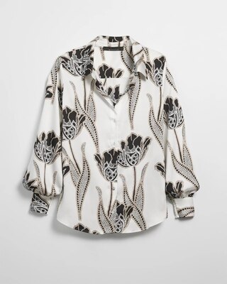Long Sleeve Cuff Satin Shirt