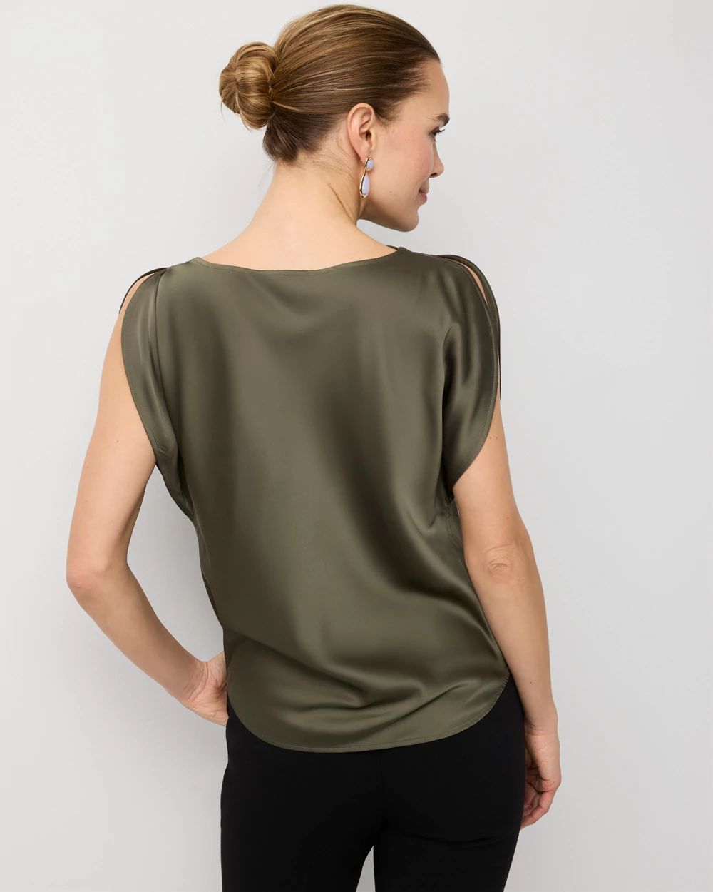 Satin Petal Sleeve Blouse