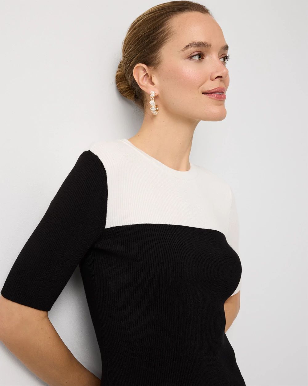 Colorblock Elbow Sleeve Pullover