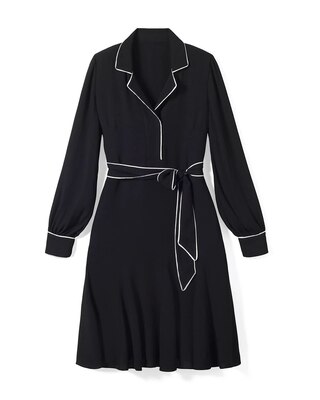 Contrast Trim Godet Dress