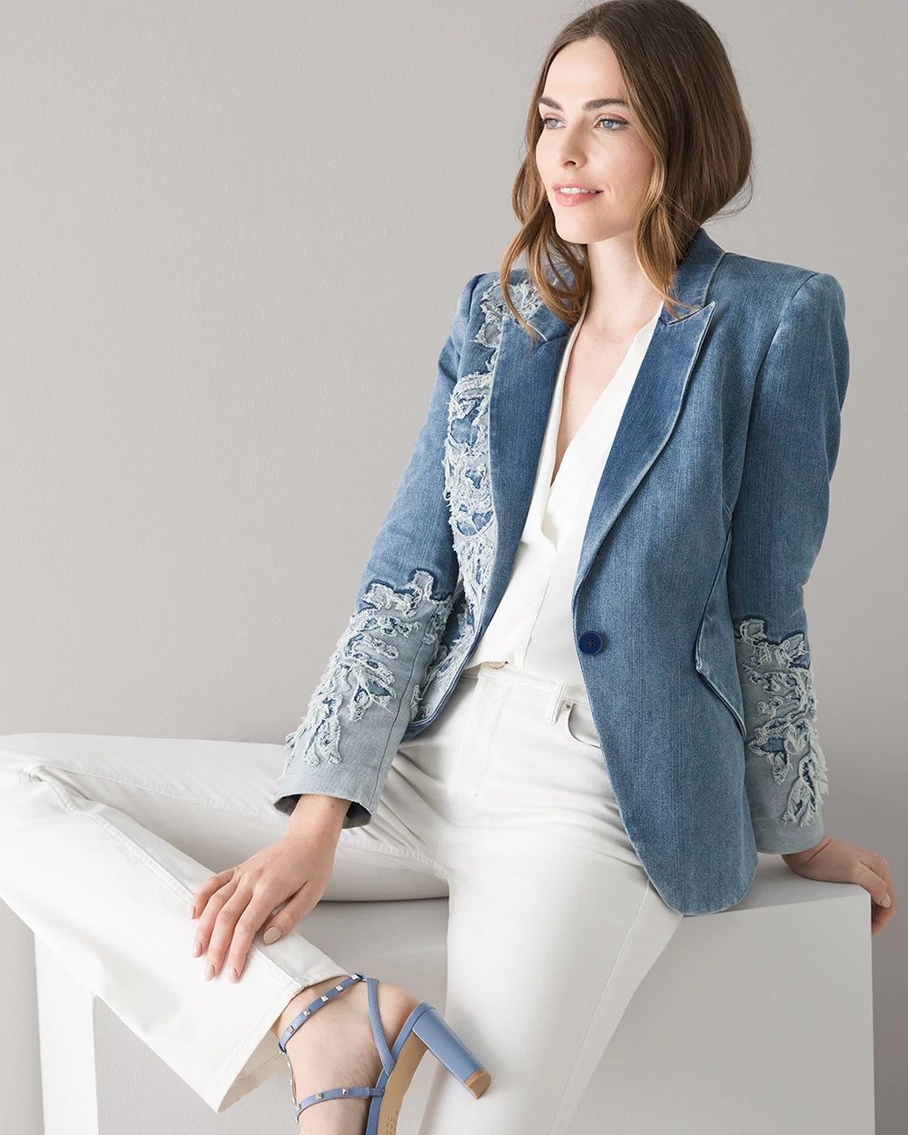 Petite denim blazer hot sale