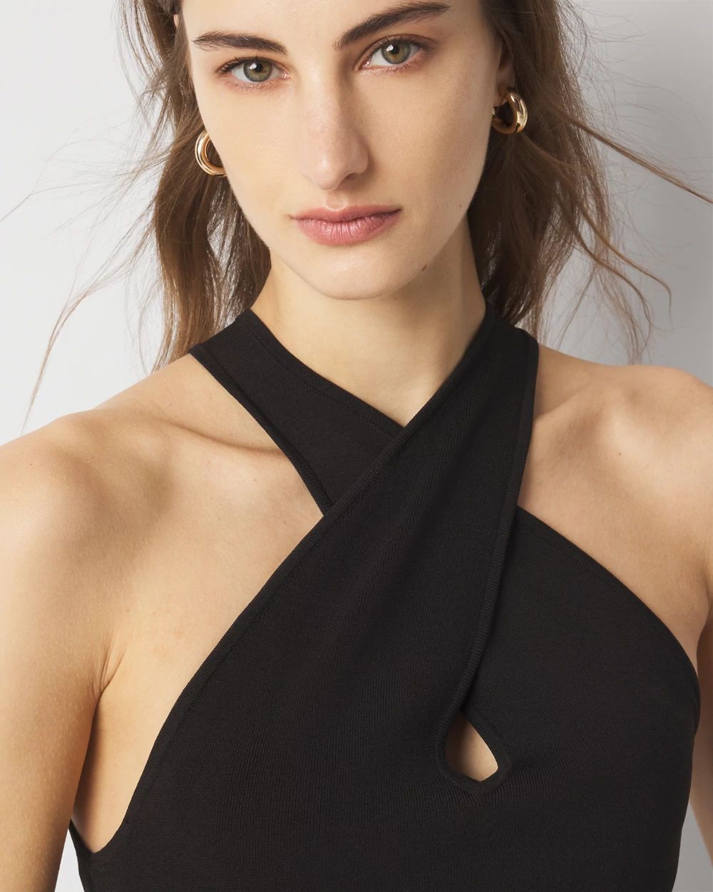 Keyhole Halter Sweater Dress