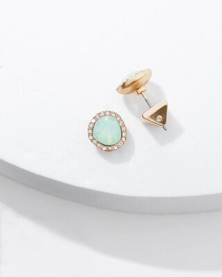 Gold Pave Stone Stud Earrings
