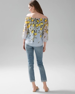 Off-the-Shoulder Elbow Sleeve Blouse click to view larger image.