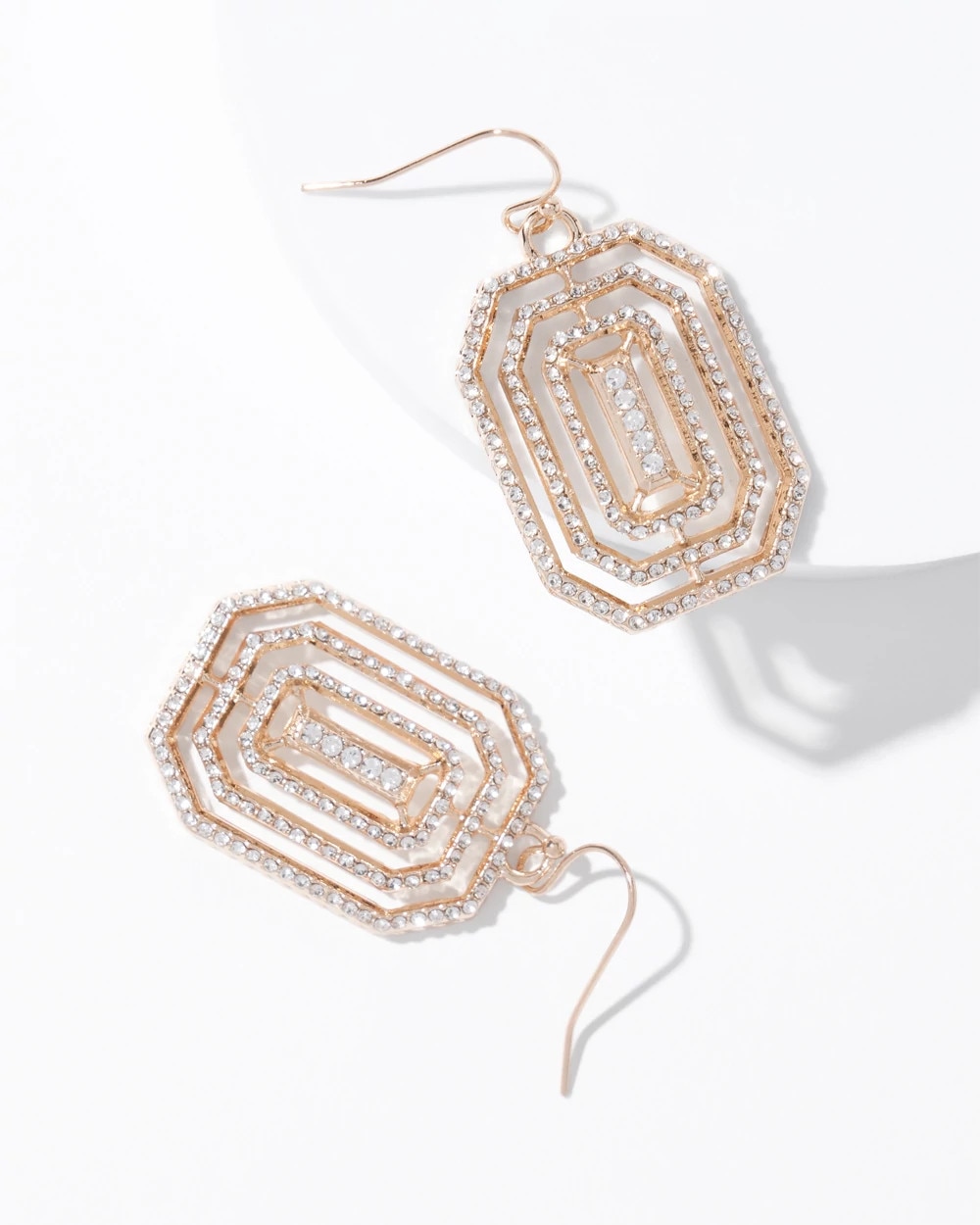 Art Deco Goldtone Pavé Drop Earrings