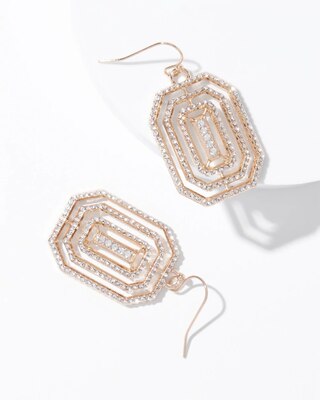 Art Deco Goldtone Pavé Drop Earrings click to view larger image.