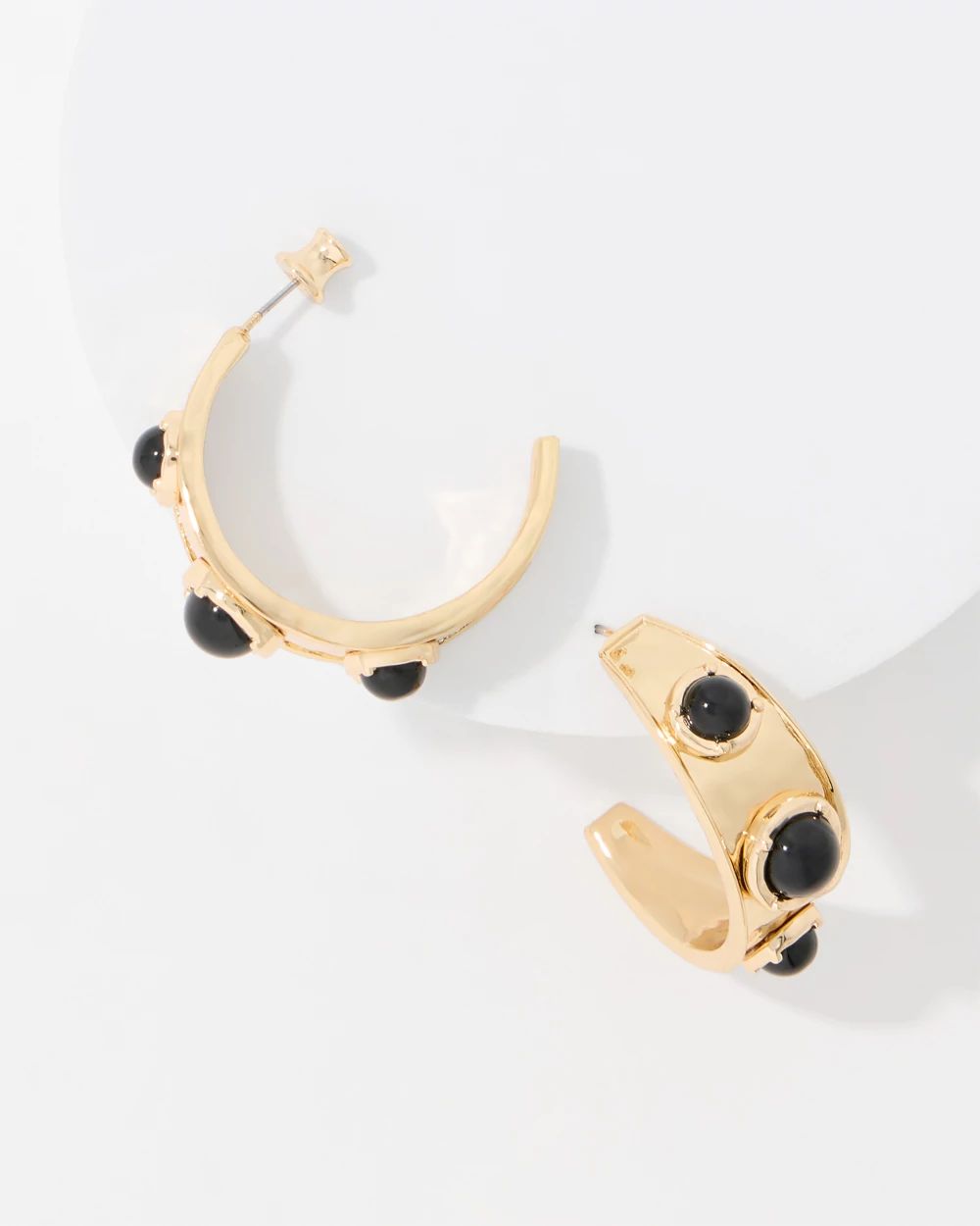Black Cap Hoop Earrings