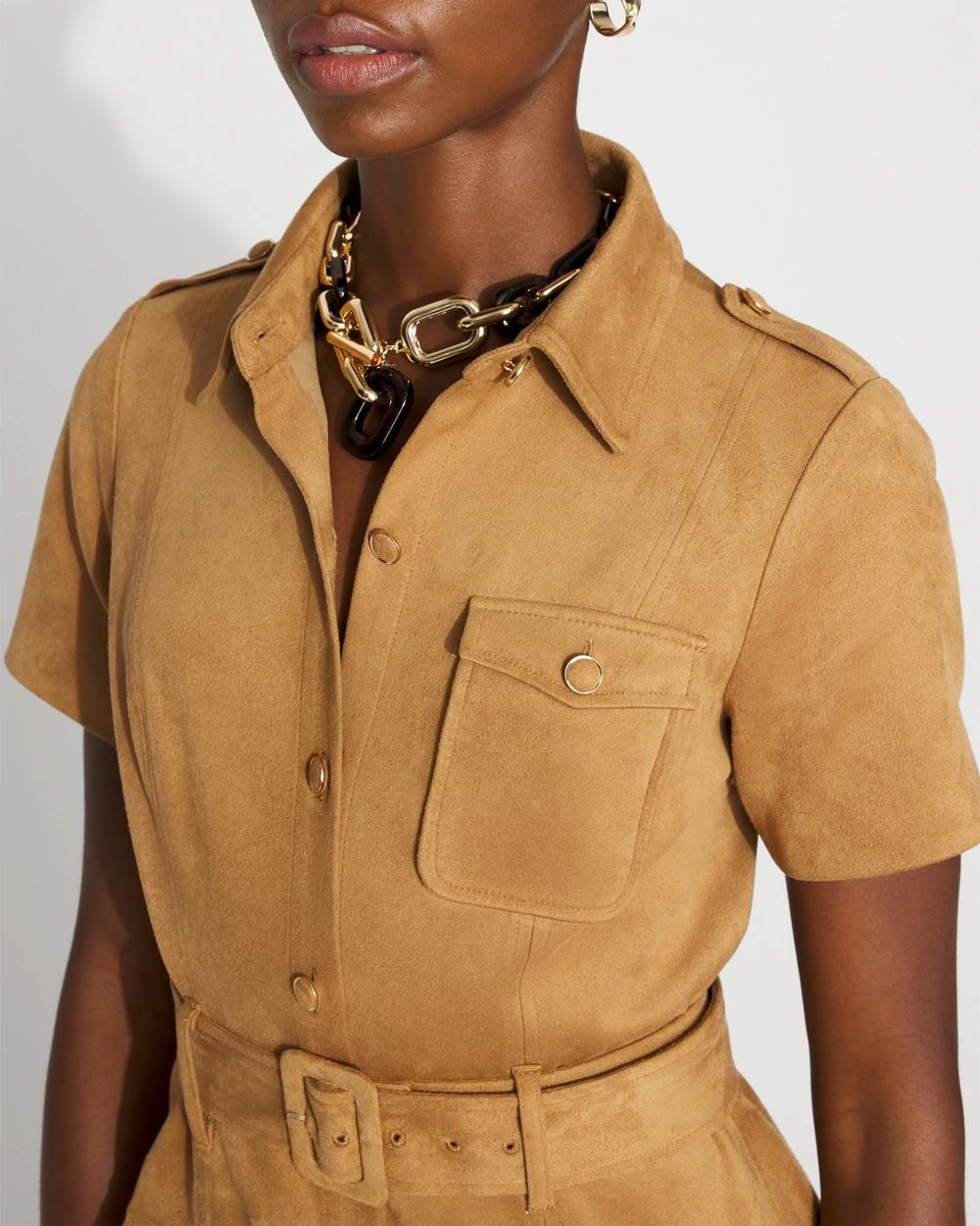 Petite Faux Suede Shirt Dress
