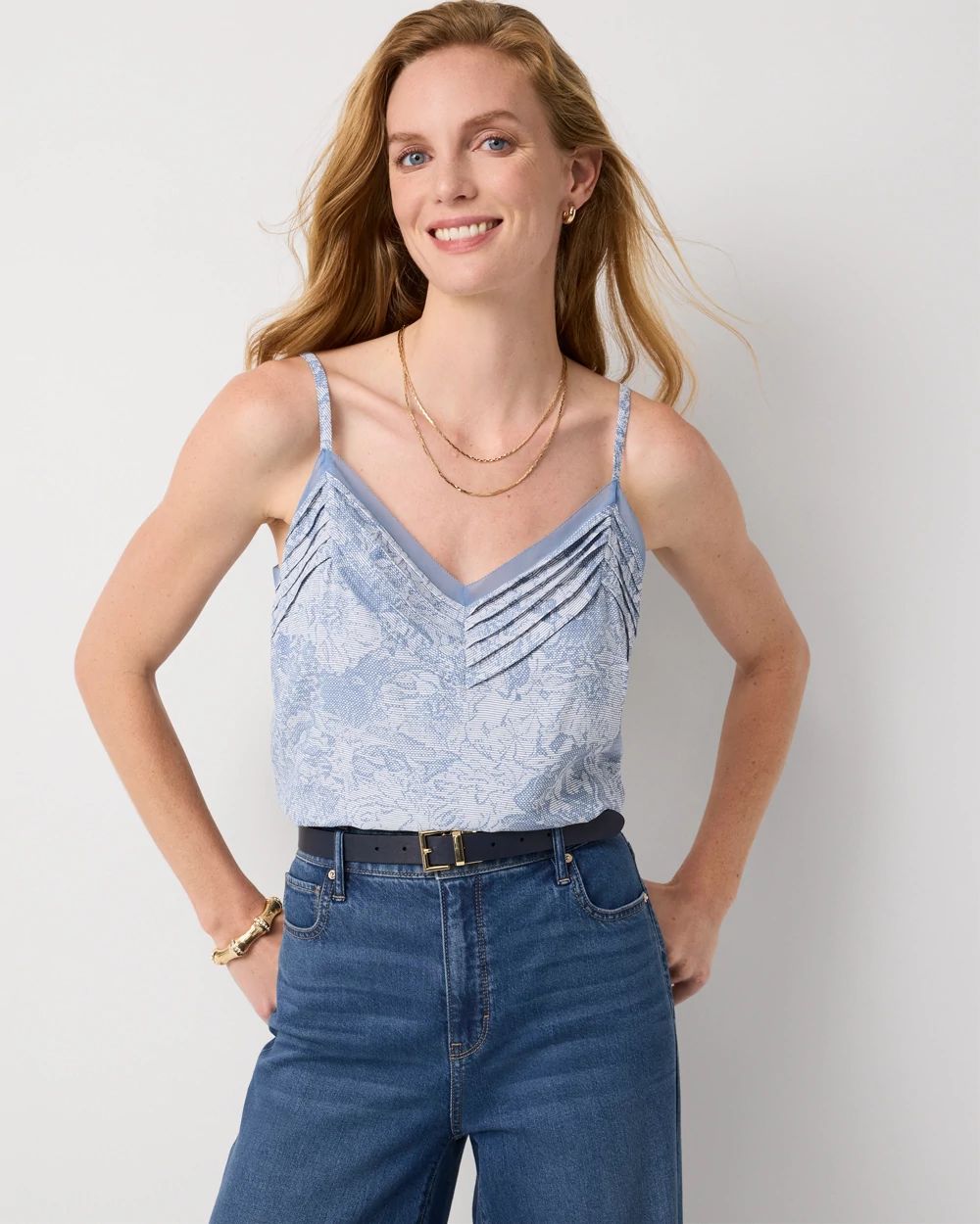 Pintuck Crepe Tank