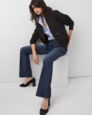High-Rise Belted Skinny Flare Jeans click to view larger image.