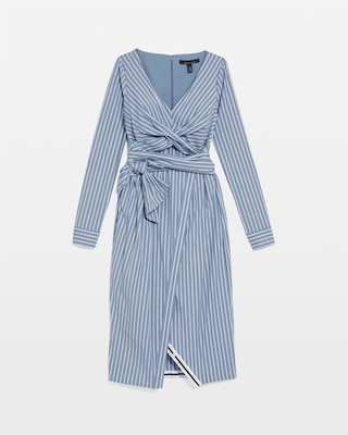 Poplin Twist-Front Midi Shirt Dress click to view larger image.