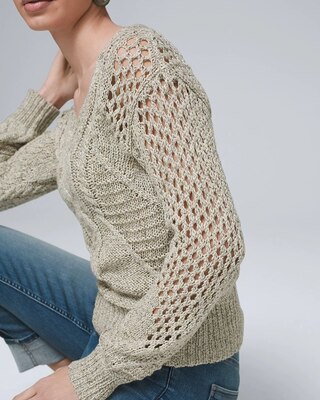 Stitchy Marled Pullover Sweater