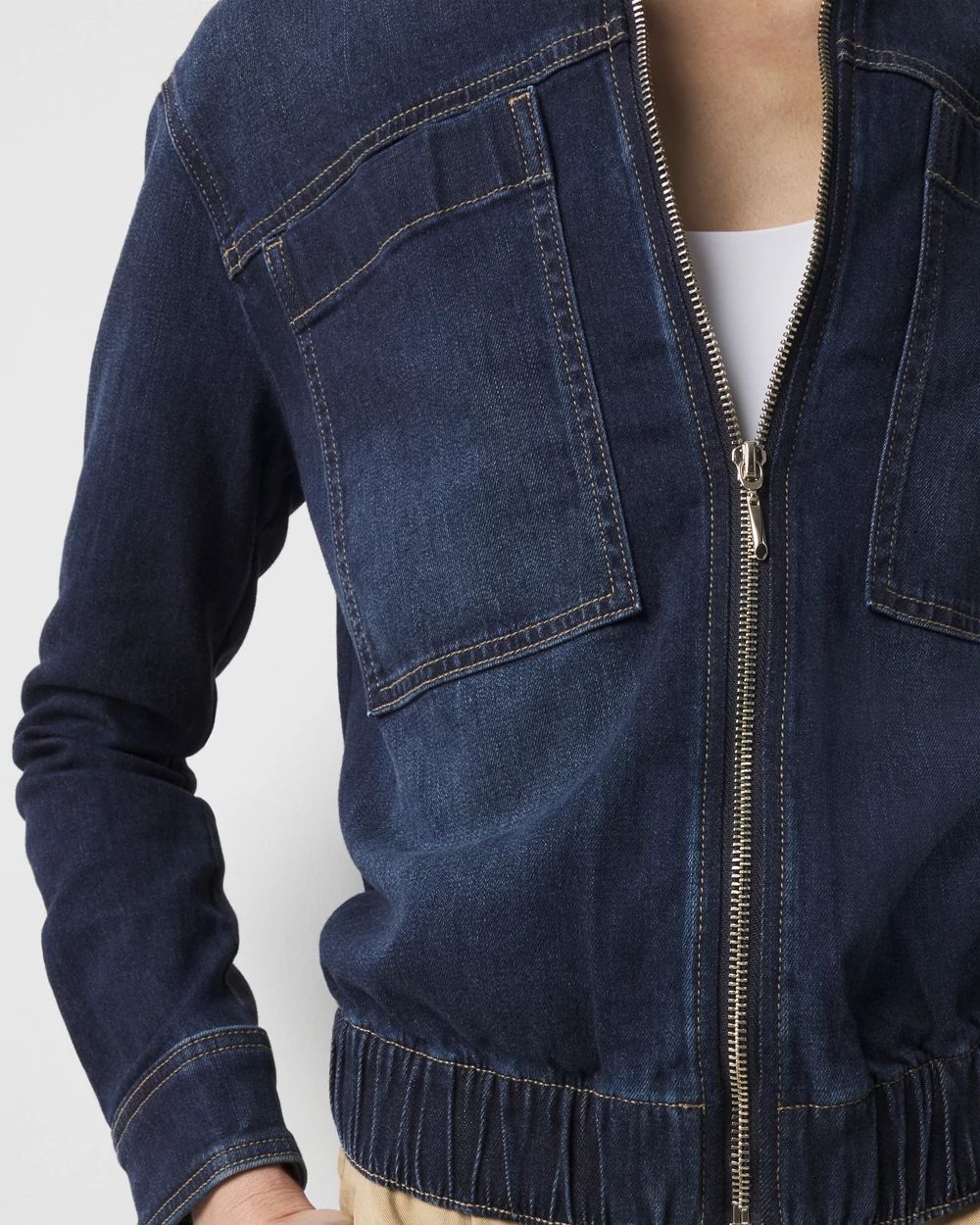 Petite Denim Bomber Jacket click to view larger image.