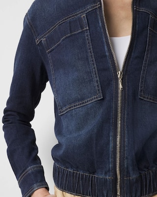 Petite Denim Bomber Jacket click to view larger image.
