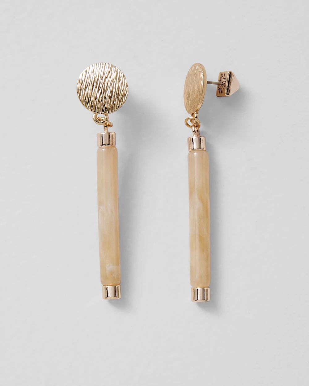 Goldtone Faux Horn Linear Earrings