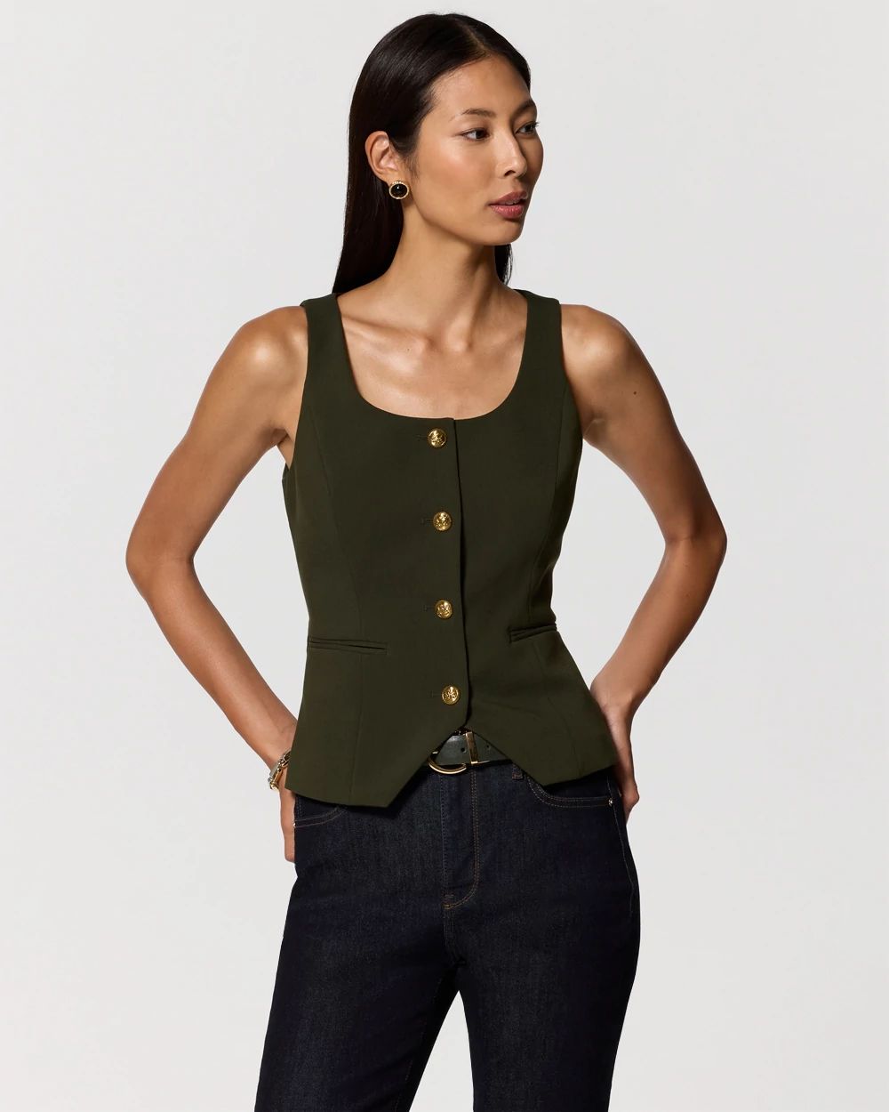 Petite Luxe Stretch Scoop Neck Vest