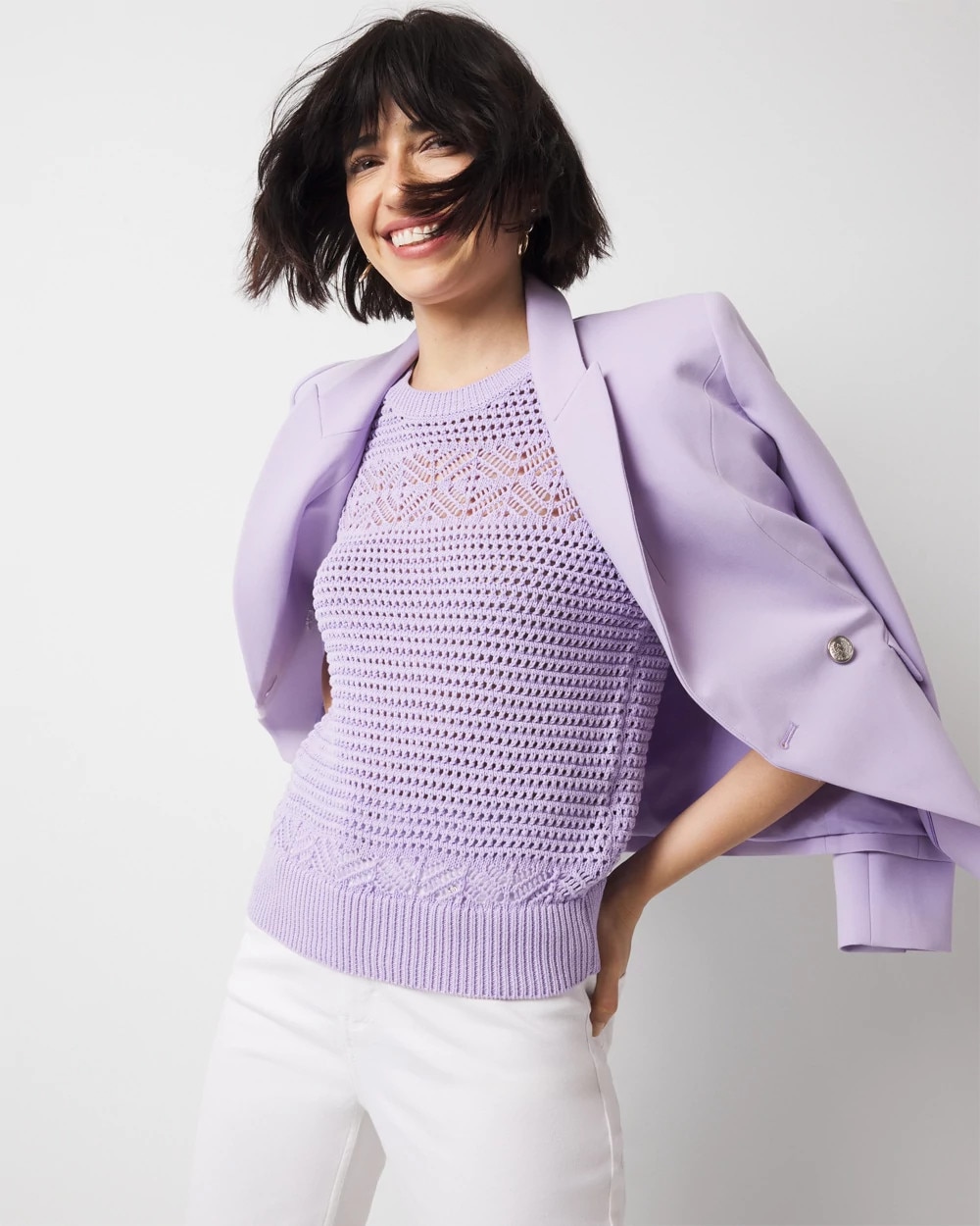 Puff Sleeve Pointelle Sweater