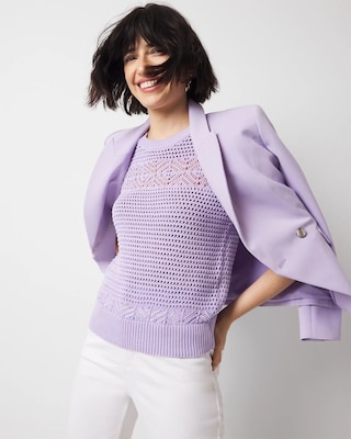 Puff Sleeve Pointelle Sweater click to view larger image.