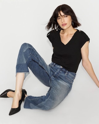 V-Neck Tee with Epaulets click to view larger image.