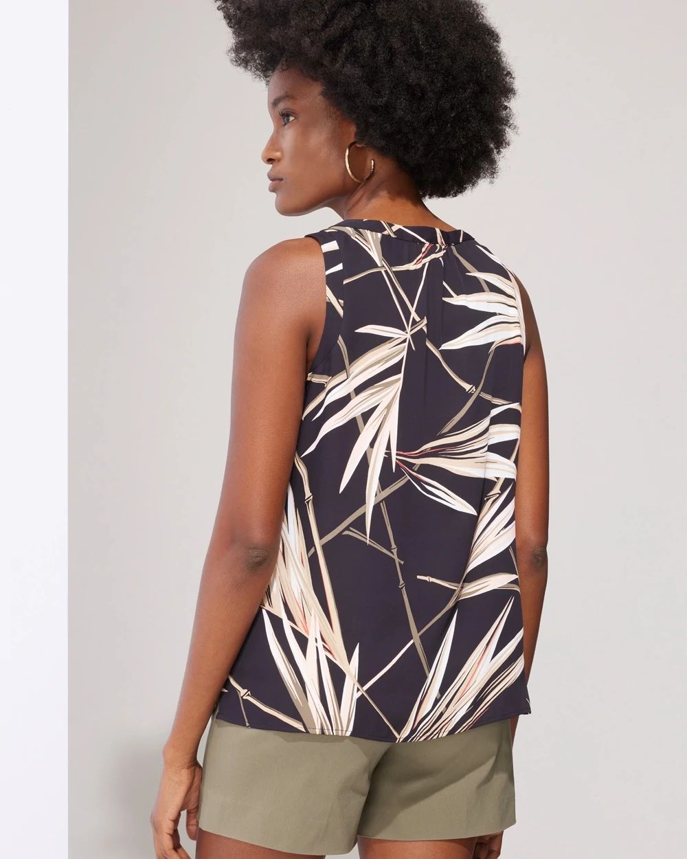 Outlet WHBM Pleated Split-Neck Shell