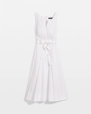 Poplin Notch V-neck Midi Dress click to view larger image.