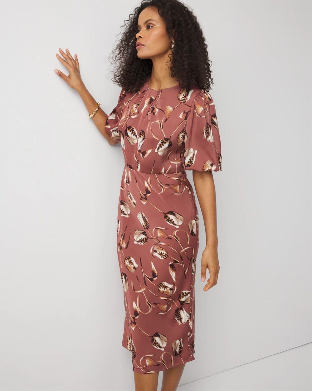 Keyhole Crewneck Midi Dress