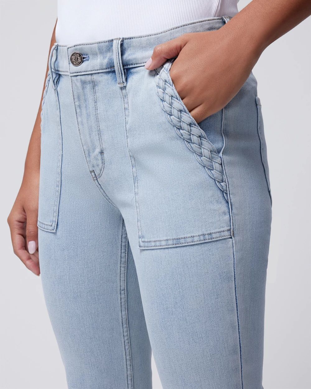 High-Rise Sculpt Straight Braided Pocket Jeans click to view larger image.