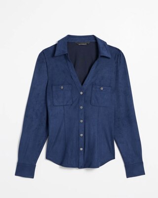 Long Sleeve Suede Pocket Shirt