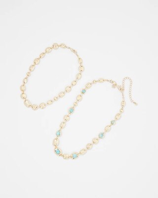 Turquoise + Gold Multistrand Necklace click to view larger image.