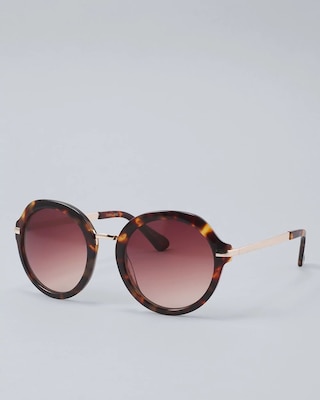 Gradient Round Tortoise Sunglasses, 57MM