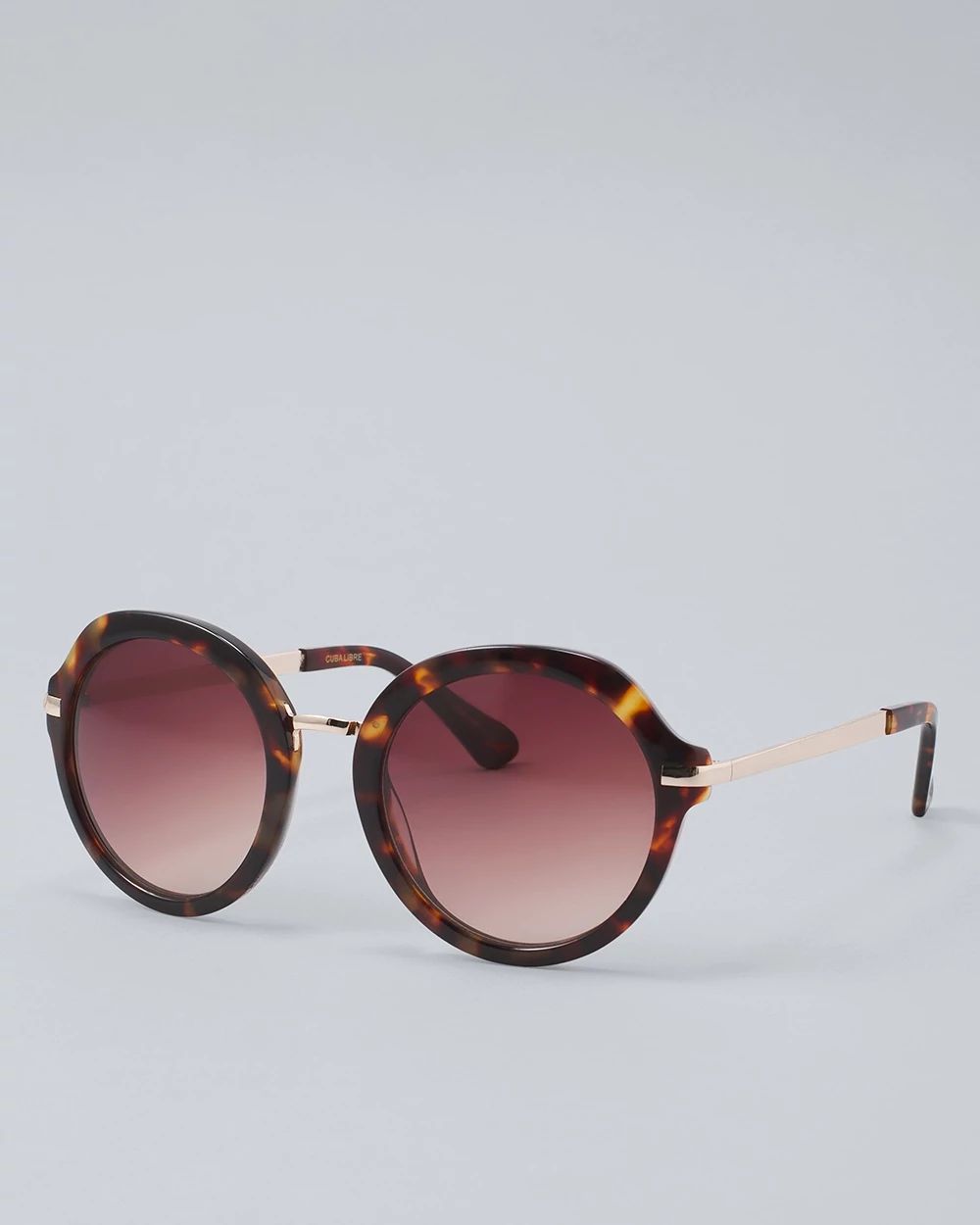 Gradient Round Tortoise Sunglasses, 57MM