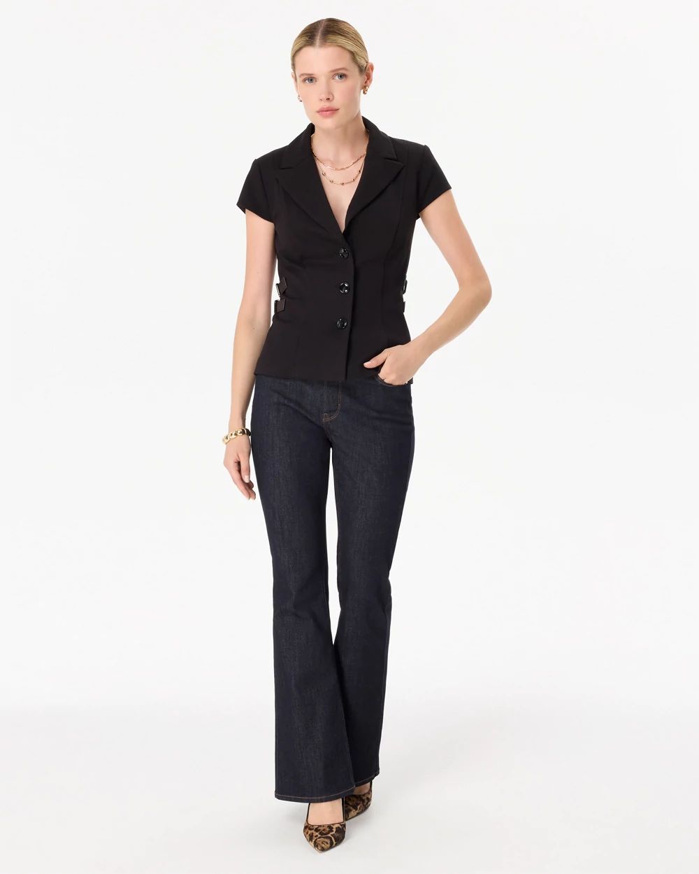 Ponte Short Sleeve Blazer click to view larger image.