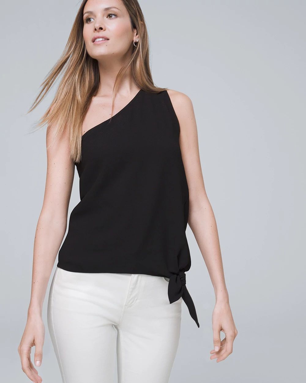 One-Shoulder Blouse with Tie Belt