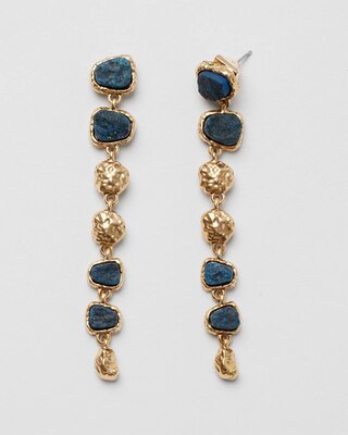 Goldtone and Blue Linear Earrings