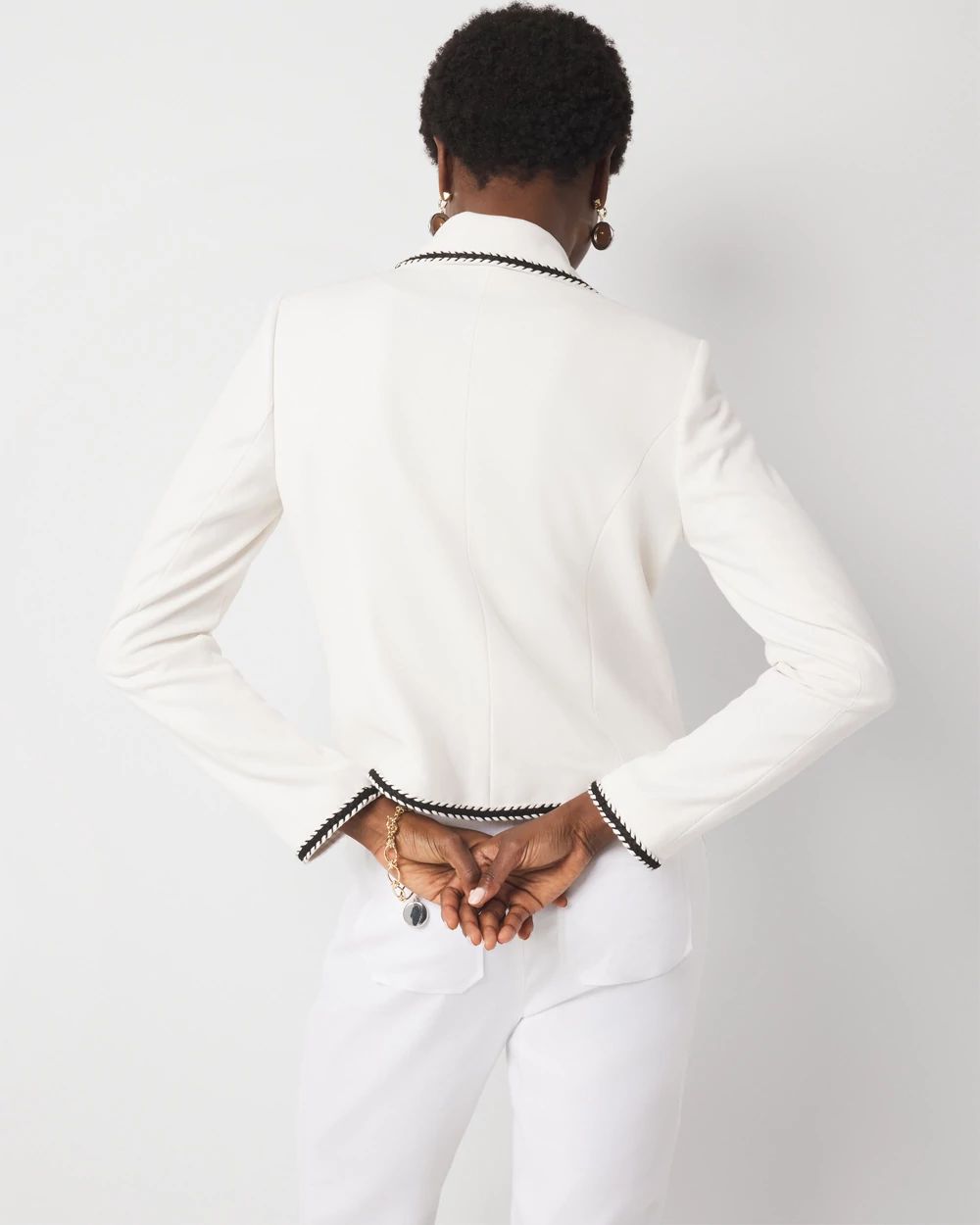 Petite Braided Trim Cropped Jacket