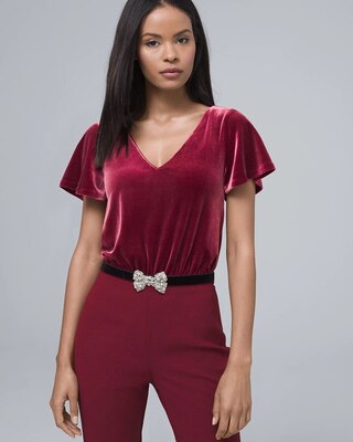 Crystal-Bow Velvet Belt