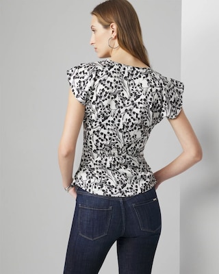 Ruched Front Flutter Sleeve Shell Top click to view larger image.
