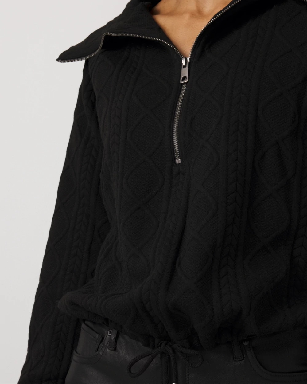 Funnel Neck Cable Knit Pullover - image 3