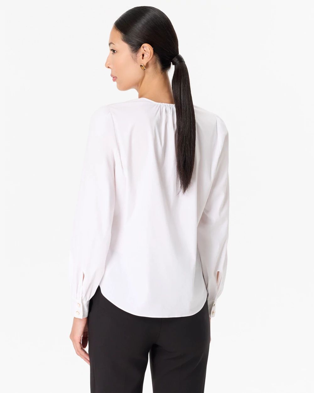 Removable Bow Poplin Blouse click to view larger image.