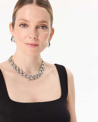 Denim Blue Glass Stone Necklace