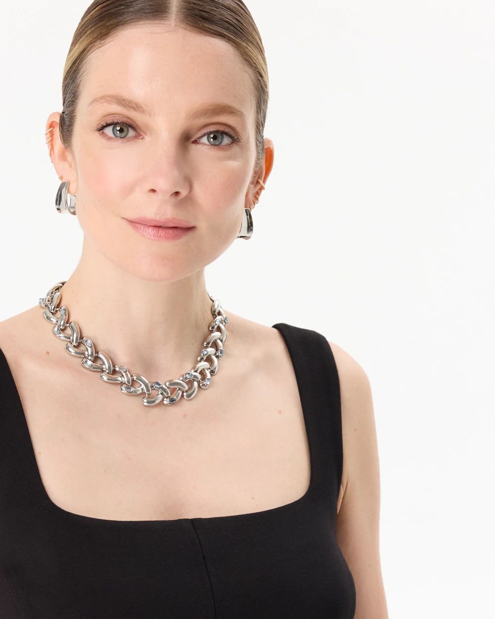 Denim Blue Glass Stone Necklace