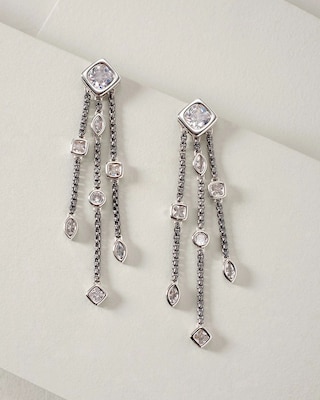 Hematite & Silvertone Cubic Zirconia Earrings click to view larger image.