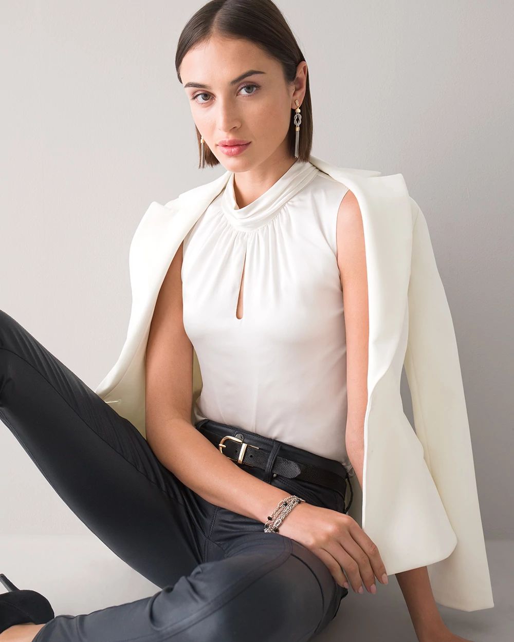 Ladies sleeveless mock turtleneck shell shop