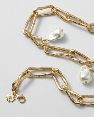 Goldtone + Freshwater Pearl Necklace click to view larger image.