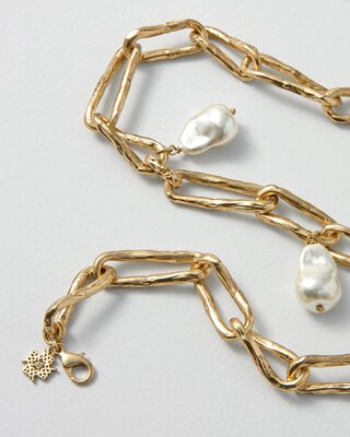 Goldtone + Freshwater Pearl Necklace