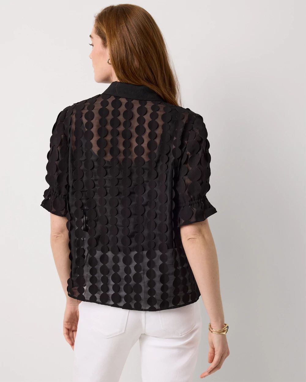 Laser Cut Dots Collared Shirt click to view larger image.