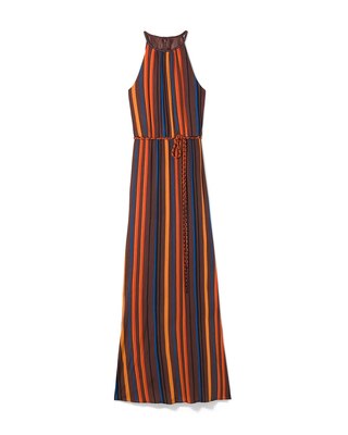 Multi-Stripe Halter Maxi Dress