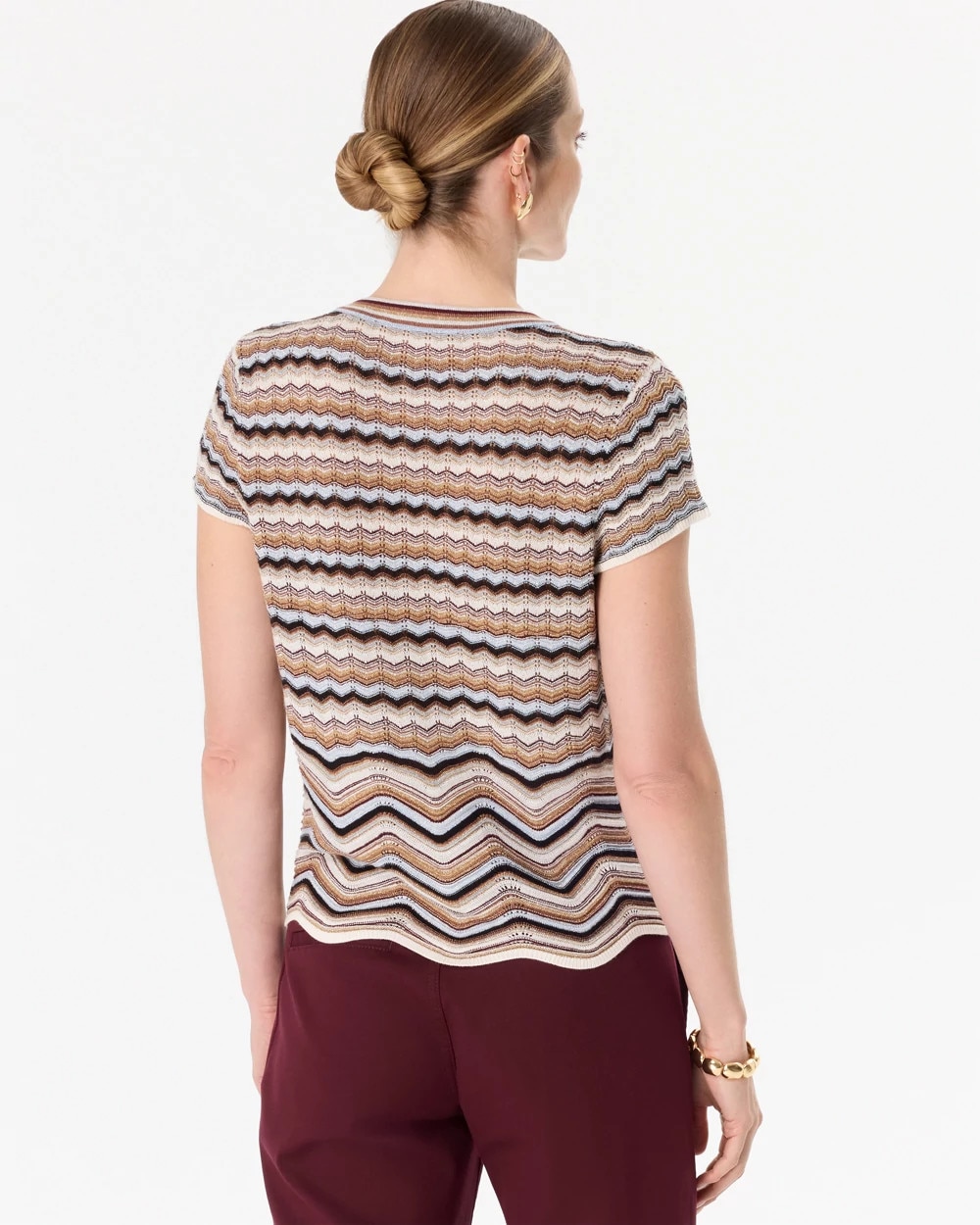 Metallic Knit Cap Sleeve Cardigan