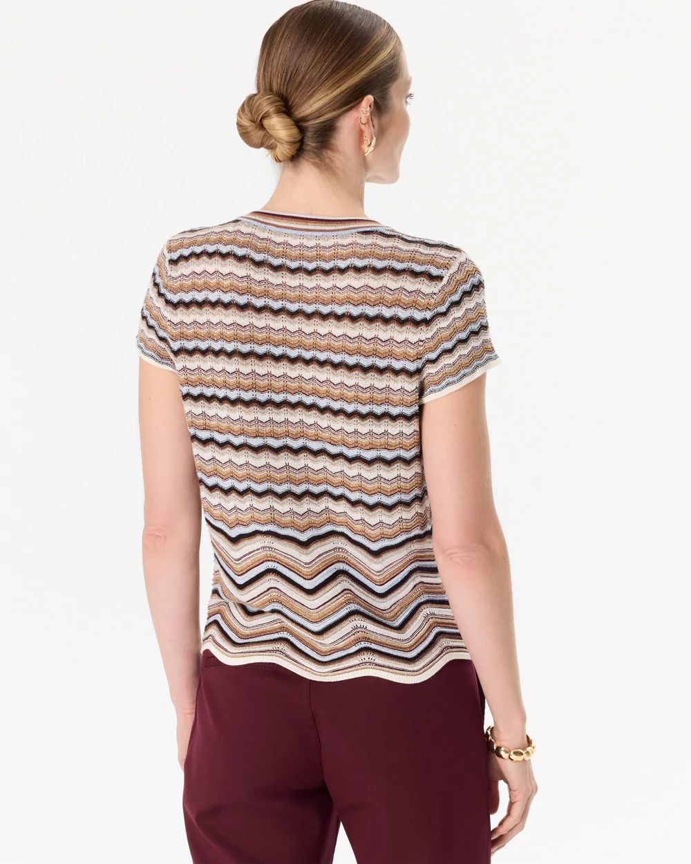 Metallic Knit Cap Sleeve Cardigan click to view larger image.